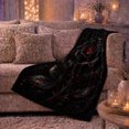 thumbnail image 5 of Single Black Rose With Crimson Beaded Petals, Cozy Flannel Blanket with ornate dark Floral Illustration Print, Housewarming Gift for Black Rose Enthusiasts, Home Decor for Bedroom and Living Room, 5 of 7