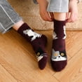 thumbnail image 5 of 5 Pairs Womens Knit Cat Socks Vintage Soft Cabin Warm Socks Thick Knit Cozy Winter Socks for Women Gifts, 5 of 8