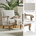thumbnail image 5 of Tina's Home Farmhouse Accent Chair Upholstered Armchair with Solid Wood Legs, Removable Cushion Comfy Reading Chair for Living Room Bedroom, Pewter, 5 of 8