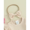 thumbnail image 5 of Bslissey Baby Girls Casual Shorts Sets Ribbed Short Sleeve Letter Print Romper + Elastic Waist Shorts + Headband 3M 6M 12M 18M Newborn Infant Cute Summer 3Pcs Outfits, 5 of 9