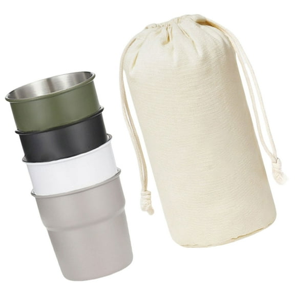 4pcs Stackable Camping Cup Stainless Steels Drinking Cups Outdoor Travel Cups