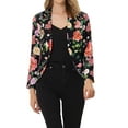thumbnail image 1 of INSPIRE CHIC Blazer pour Femme à devant Ouvert Veste de Tailleur Courte d'Été pour le Travail L Noir Rouge à Fleurs, 1 of 6