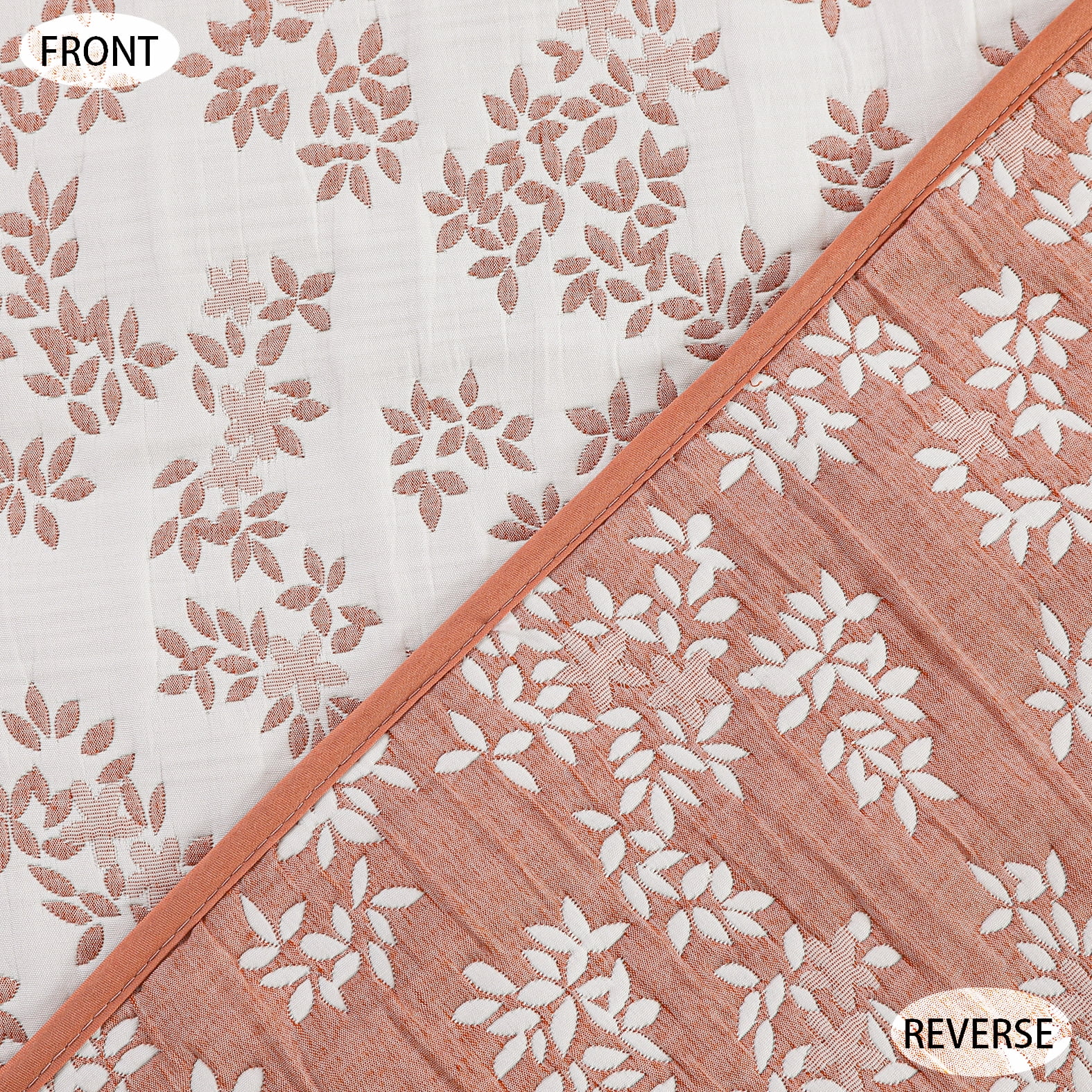 Marina Decoration Jacquard Embroidered Stitching Coverlet Bedspread Ultra Soft Bedding Summer Reversible Quilt Set with Quilted Shams, Pink Floral