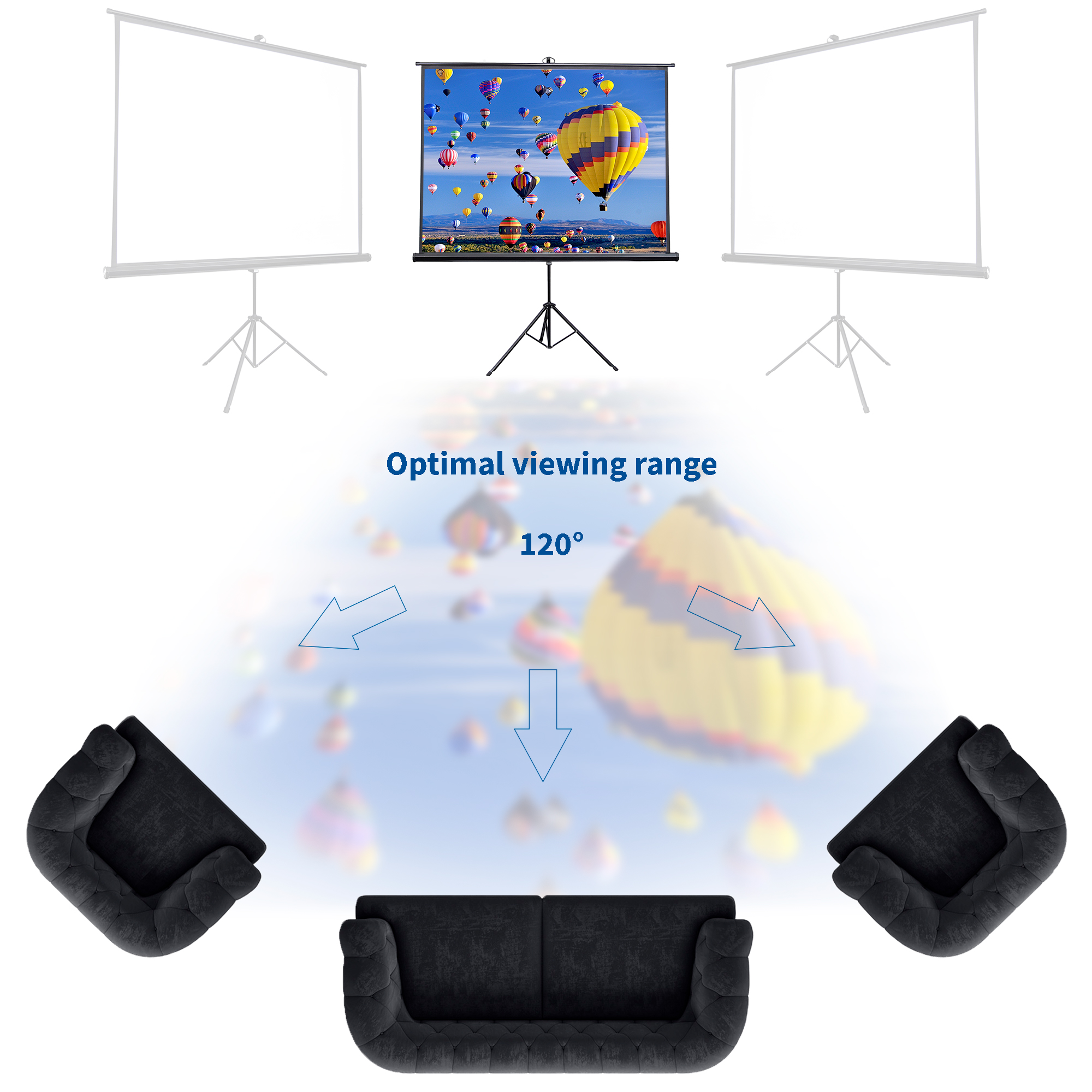 VIVO 100" Portable Projector Screen 4:3 Projection Pull Up Foldable Stand Tripod - image 3 of 6