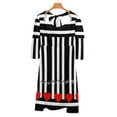 thumbnail image 3 of Robe Évasée à Rayures Noires et Blanches avec Cœurs Rouges, Design Mode, Grande Taille, Robe Ample, Rayures Noires, 3 of 4