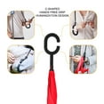 thumbnail image 3 of Windproof Double Layer Folding Inverted Umbrella, Self Stand Upside-Down Rain Protection Car Reverse Umbrellas with C-Shaped Handle S1, 3 of 15