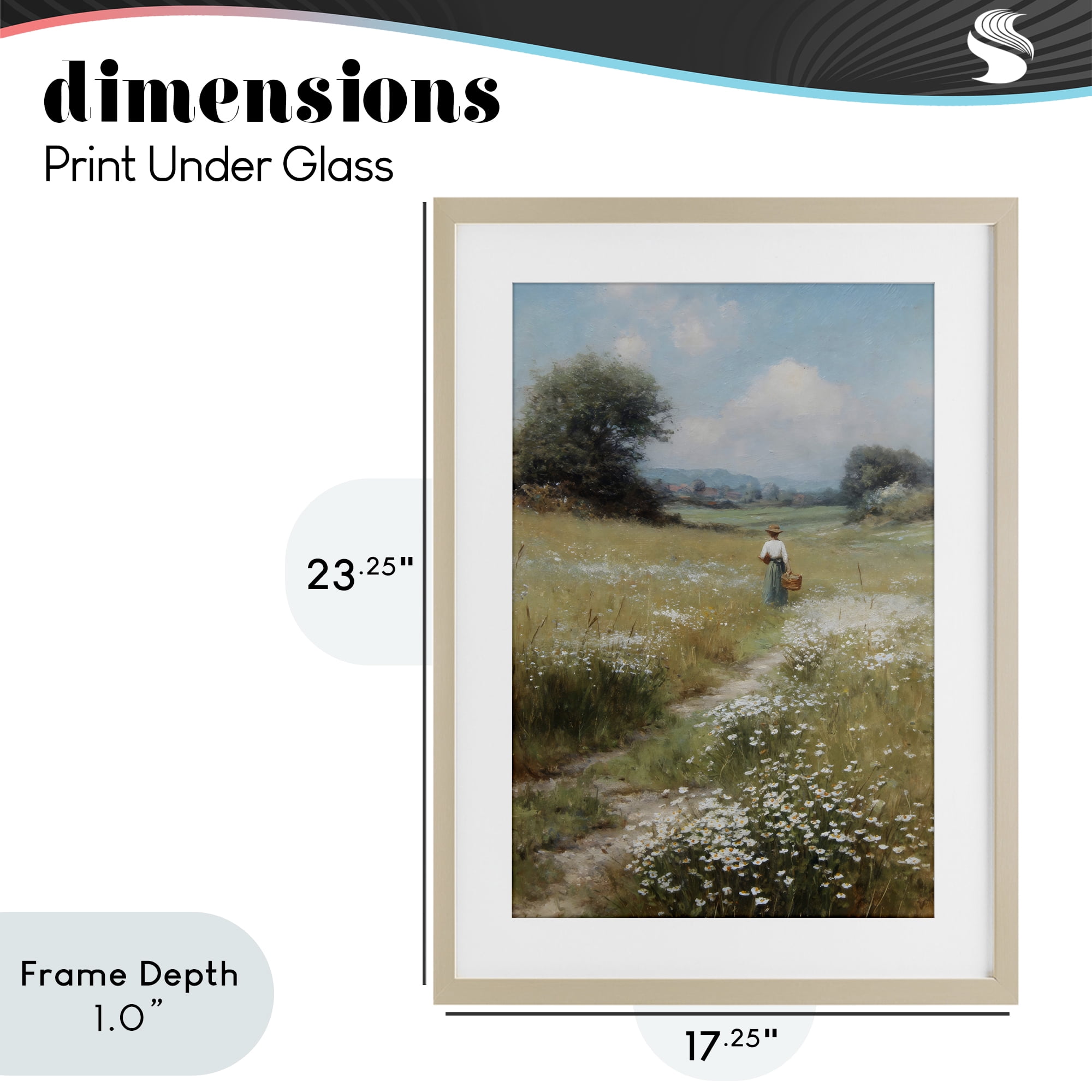 Stupell Industries Flower Gazing in Summer Meadow Birch Framed Print Under Glass, design by Petal Prints Design