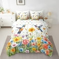 thumbnail image 2 of Erosebridal Spring Graden Bedding Sets Twin Size,Wildlife Hummingbird Comforter Sets with Sheets,Floral Decor,Reversible,Breathable,7-Piece, 2 of 5