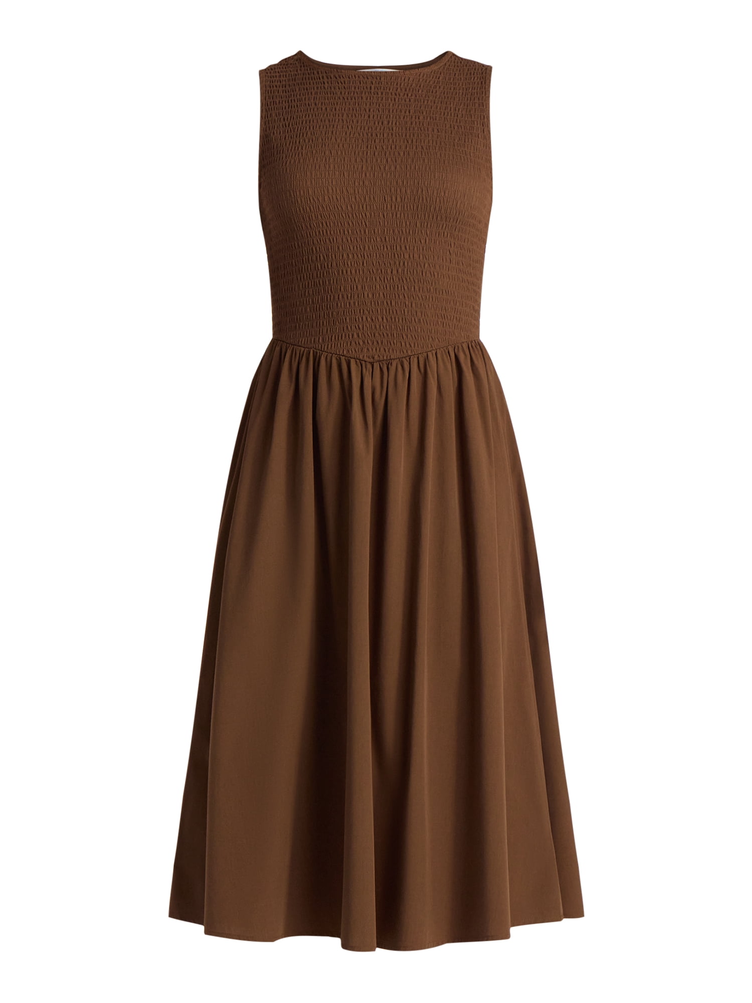 Time And Tru Women's Smocked Woven Midi Dress, Sizes XS-3XL
