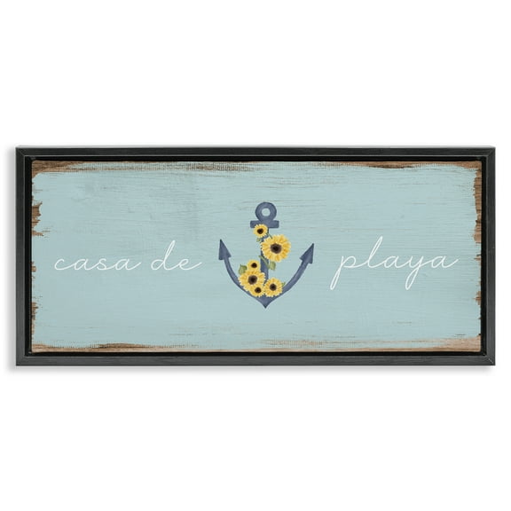 Stupell Industries Casa de Playa Nautical & Beach Painting Black Floater Framed Art Print Wall Art, 25 x 11