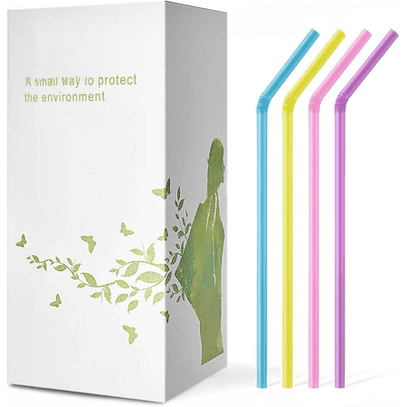 Biodegradable Flexible Drinking Straws 8.25 Inch 200 Count Assorted Colors