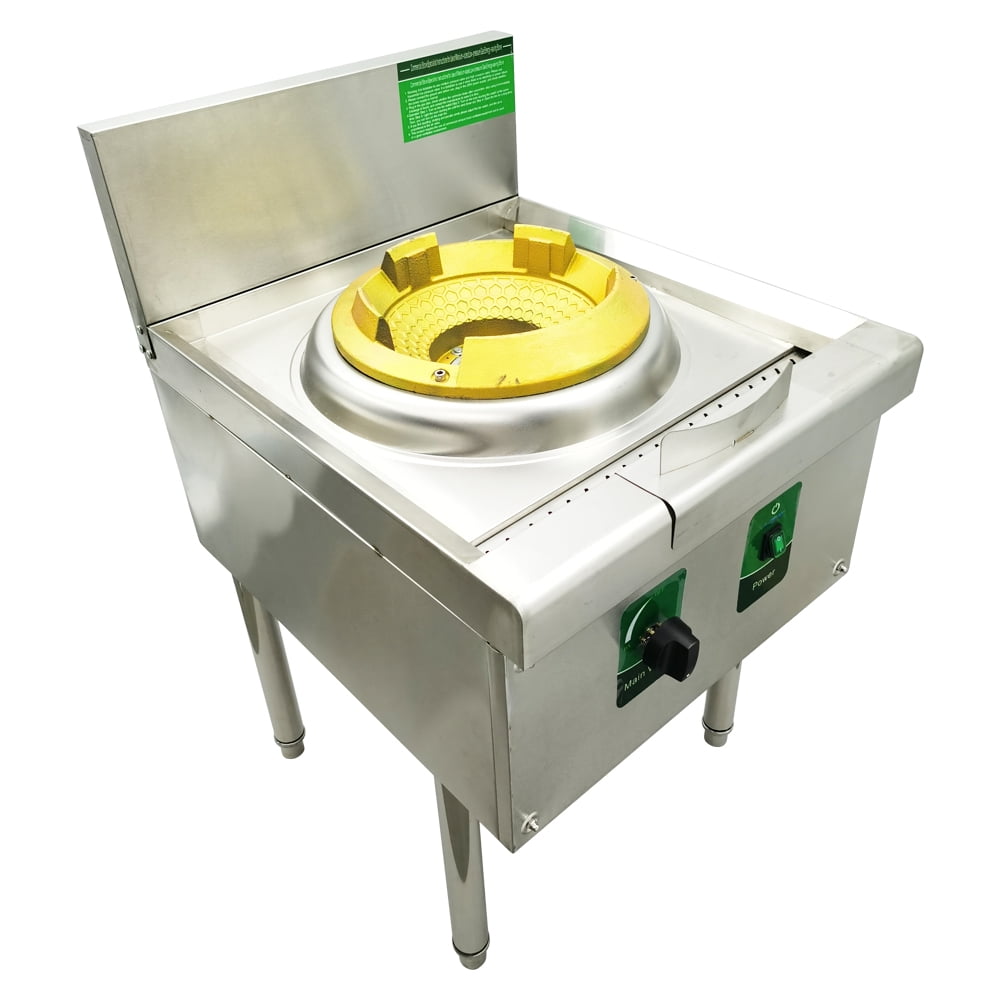 12.2" LPG and Natural Gas Chamber Single Burner Open Style Commercial Gas Wok Gas Stove with Baffle AC110V