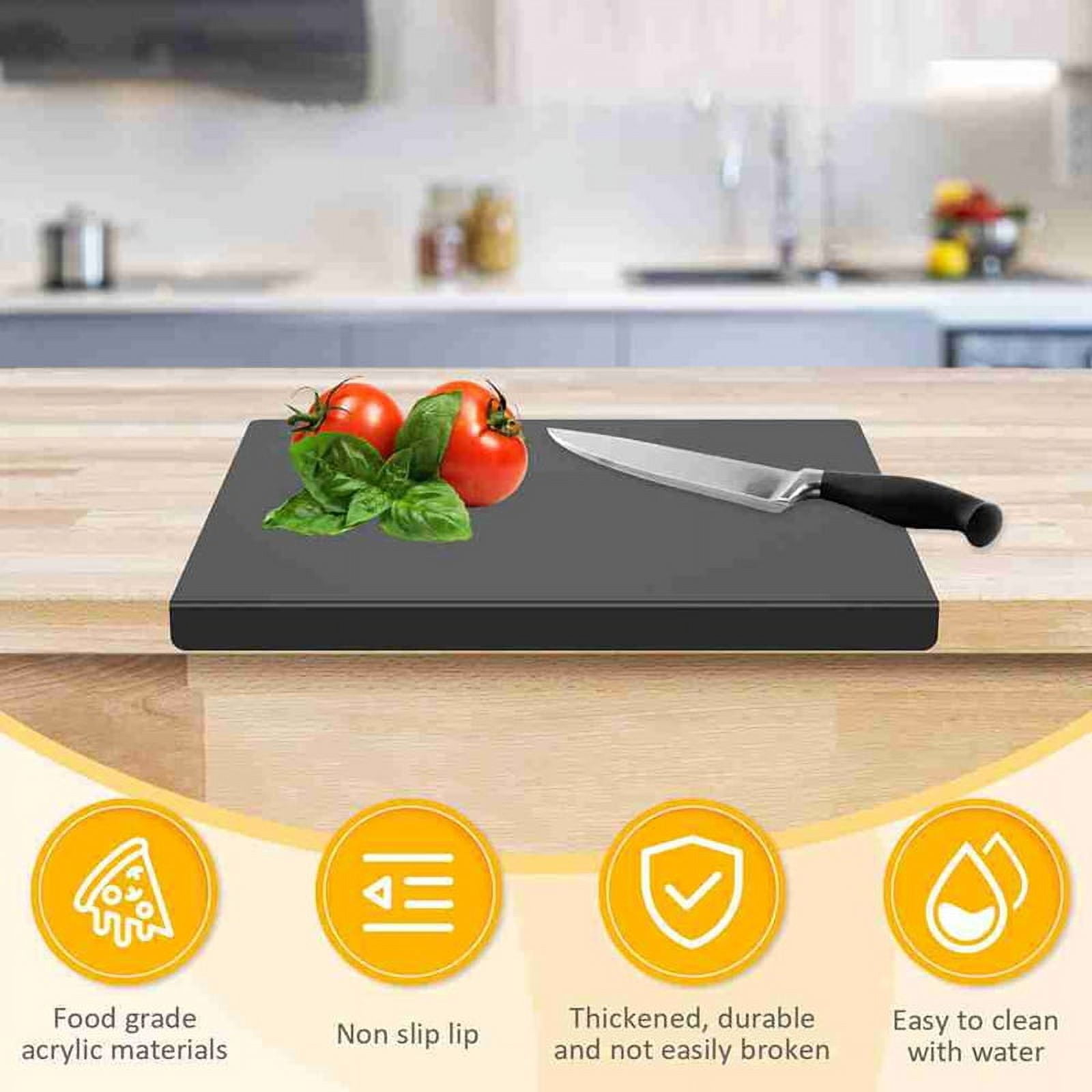 Black Acrylic Cutting Board with Lip 17.7X13.7 inch No-Scratches