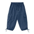 thumbnail image 4 of Womens Capris with Pockets Loose Fit Casual Capri Pants Dressy Lightweight Ladies Baggy Cargo Pants for Hiking by Yigetop Navy L, 4 of 6