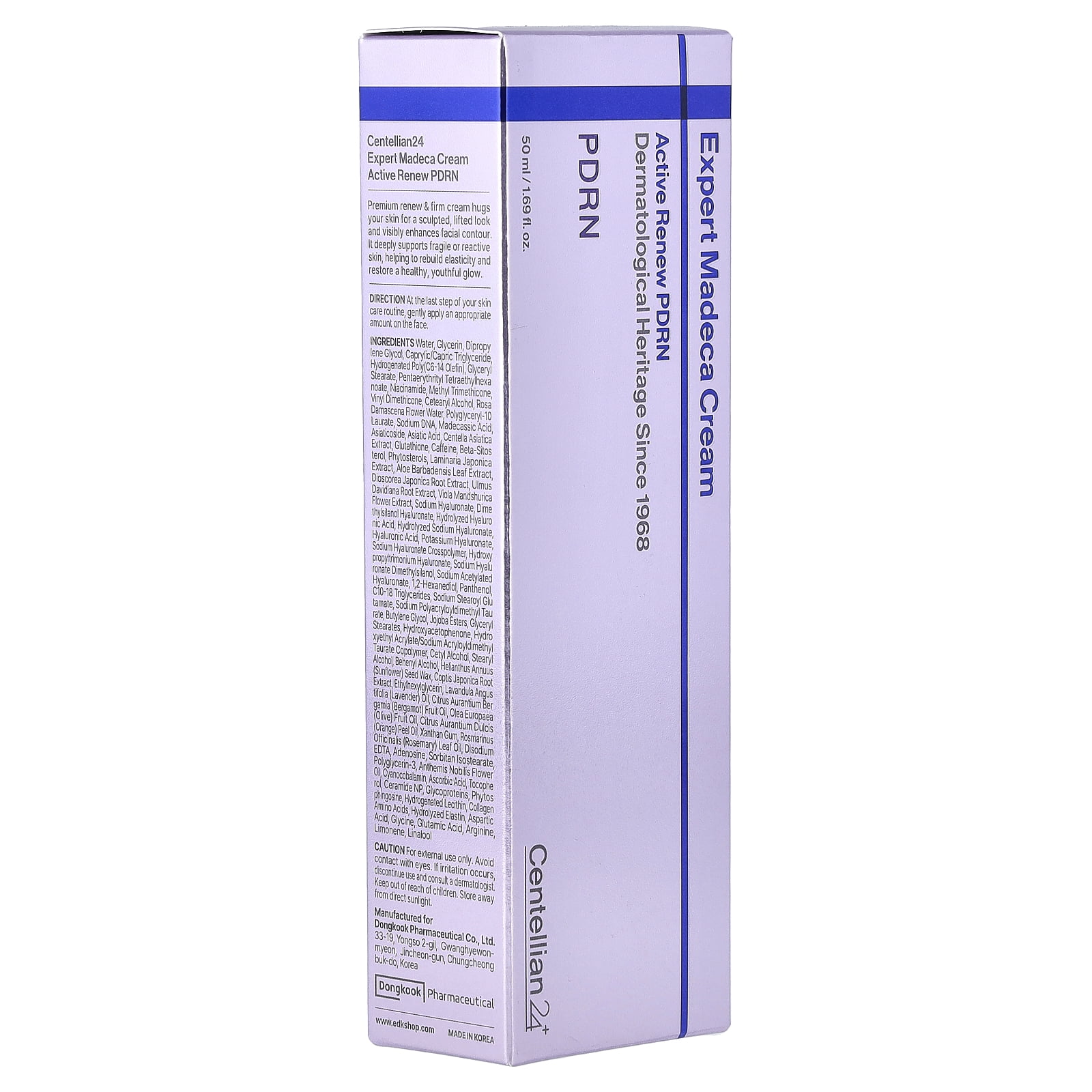CENTELLIAN 24 Expert Madeca Cream Active Renew PDRN (Firming Cream, 1.69 fl oz) – Elasticity, Soothing & Hydrating Face Moisturizer with TECA-PDRN, Hyaluronic Acid & Glutathione, Korean Skin Care
