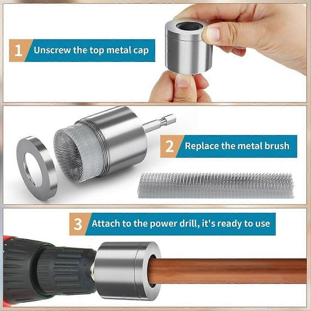 1/2inch Metal Copper Pipe Cleaner with Replacement Brush