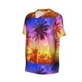 thumbnail image 3 of Easygdp Palm Trees at Sunset Men's Muscle T-Shirt Men's Baseball Short Sleeves, for Gym Workout Athletic with Button - Small, 3 of 9