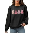 thumbnail image 2 of SYMOID Womens Christmas Tree Sweatshirt, Waffle Knit Crew Neck Relaxed Fit, Black, Cozy Holiday Casual Loungewear for Fall/Winter, Soft Fabric,Size 2XL, 2 of 6