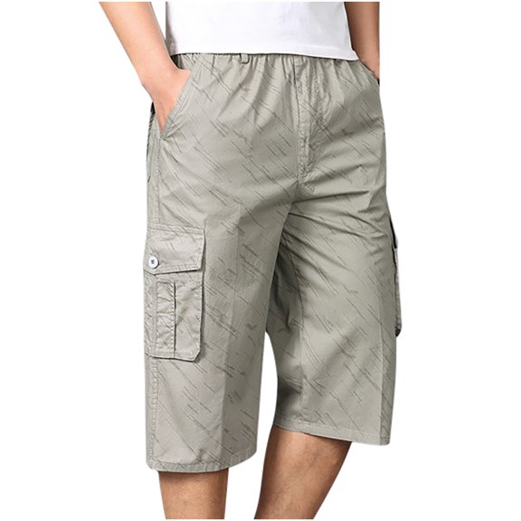 Dagegui Men's Print Short Cargo Pants Big and Tall Elastic Waist Drawstring Shorts Summer Multi Pocket Tactical Shorts Lightweight Outdoor Jogger Shorts