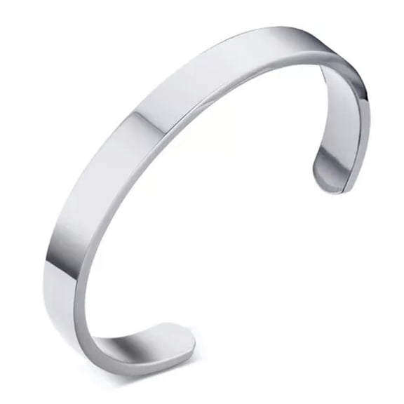 QQTDFG 6mm/8mm Fashion 316L Stainless Steel Polished Cuff Bangle Bracelet for Men Women-Silver-8mm