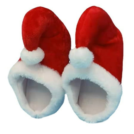 

HOMEMAXS 1 Pair Santa Slippers Christmas Furry Slippers Comfortable Home Warm Shoes
