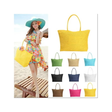 Meigar Women Straw Weaving Summer Beach Tote Bag Purse Handbag Shopping Bag Zippered