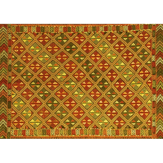 Ahgly Company Indoor Rectangle Oriental Yellow Traditional Area Rugs, 6' x 9'