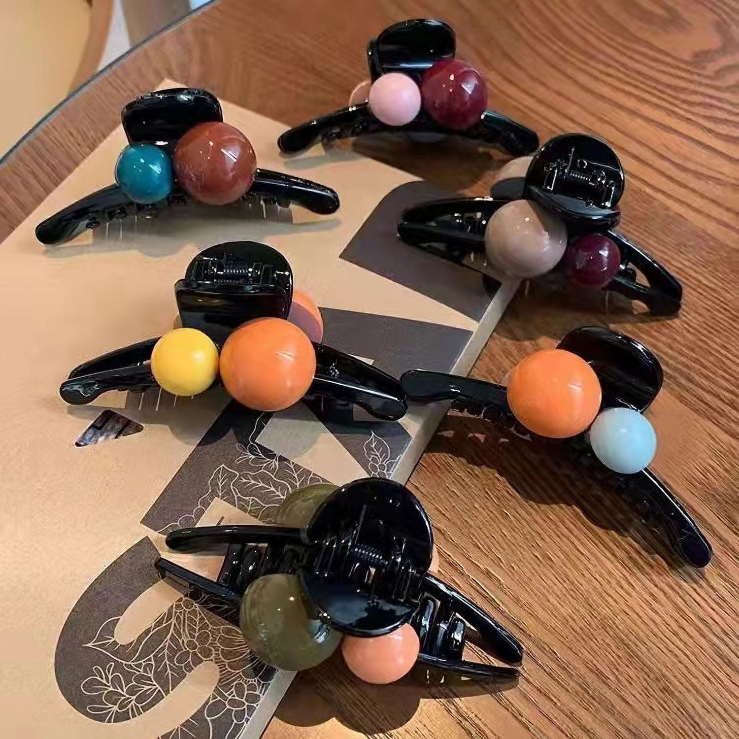 KIKI HOME 3-Piece Morandi Color Bean Hair Clip Set - Popular, Personality, and Functional