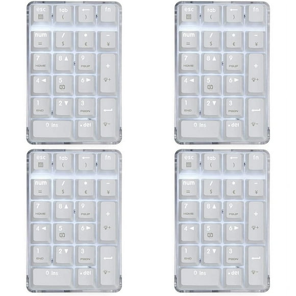 4X Mechanical Numeric Keypad Brown Switch Wired Gaming Keypad Crystal Case White Backlit 21 Keys Numpad Keypad