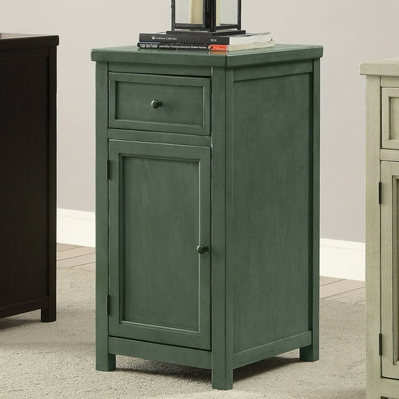 Furniture of America Pebble 1-Drawer Side Table, Antique Teal