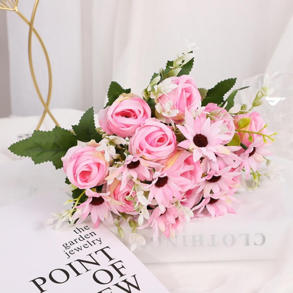 Artificial Roses Flowers Daisy Flower Bouquet for Home Office Parties