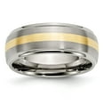thumbnail image 1 of 14K Two-Tone Titanium Ring Band Wedding Yellow Gold Ridged, 1 of 6