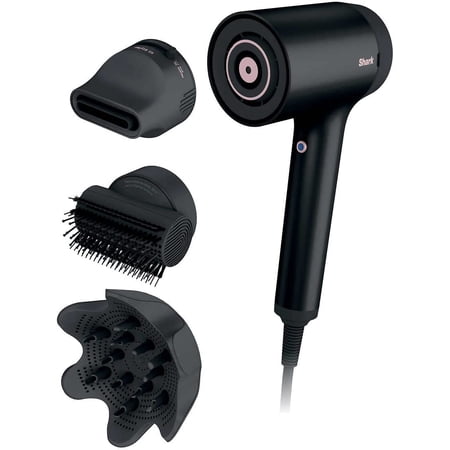 Restored Shark HD125CO Hair Blow Dryer HyperAIR Fast-Drying with IQ 2-in-1 Concentrator, IQ Styling Brush & IQ Curl-Defining Diffuser Attachments, Black Certified (Refurbished)