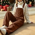 thumbnail image 6 of Womens Corduroy Overalls, Straight Leg Jumpsuit with Front Pocket and Side Pockets, Casual Pants for Outdoor and Walking | VerBelle,Brown L, 6 of 8