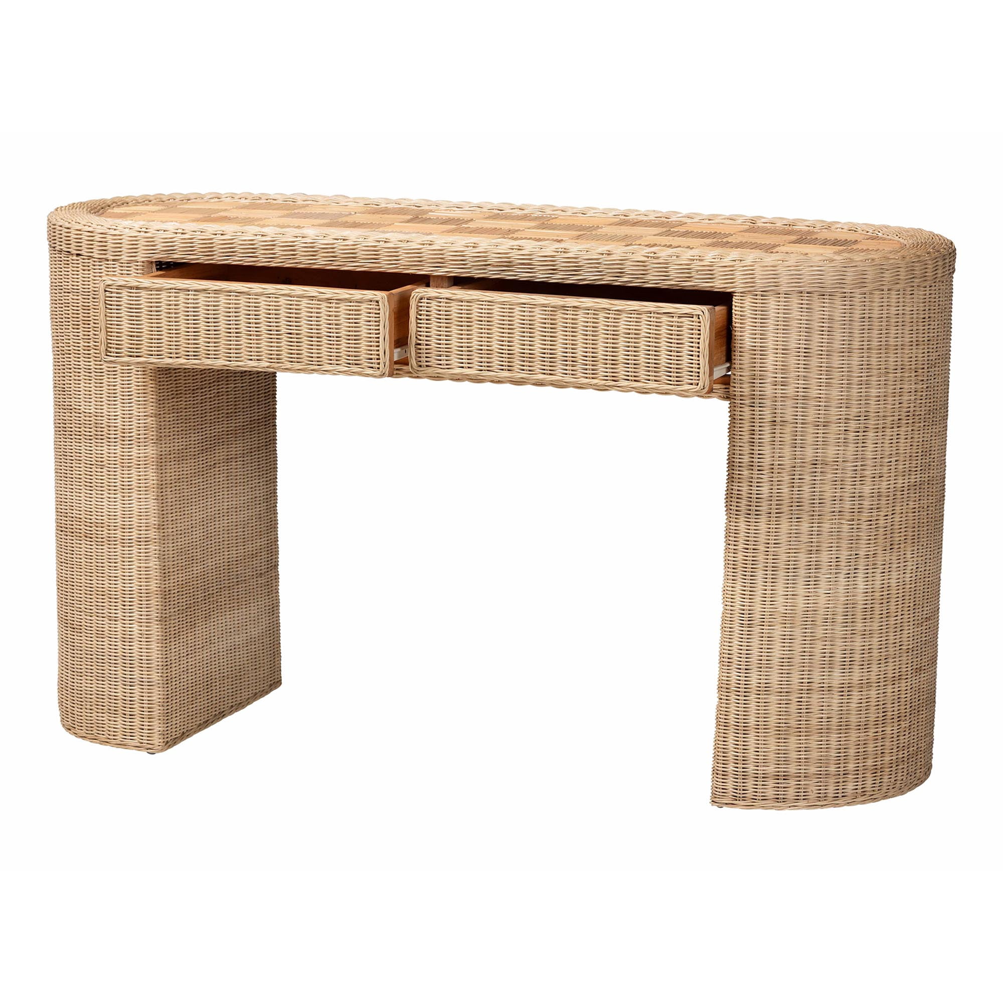 bali & pari Mimi Boho Console Table, 2-Drawer, Natural Rattan