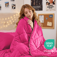 thumbnail image 2 of Sasttie 7 Pieces Twin Comforter Set, Reversible Bed in a Bag, All Season Bedding Set with Comforter, Flat Sheet, Fitted Sheet, Pillowcases & Shams, Hot Pink & Baby Pink, 2 of 5