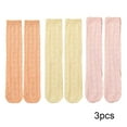 thumbnail image 3 of Esaierr 3 Pairs Kids Toddler Knee-High Socks for Girls Cotton Thigh High Socks Solid Color Mesh Socks Summer School Uniform Leggings, 3 of 9