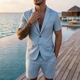 thumbnail image 2 of StSilkitty Men's 2 Piece Casual Outfits Short Sleeve Collared 2 Buttons Blazer and Shorts Set Summer Lightweight Comfy Sets, 2 of 9
