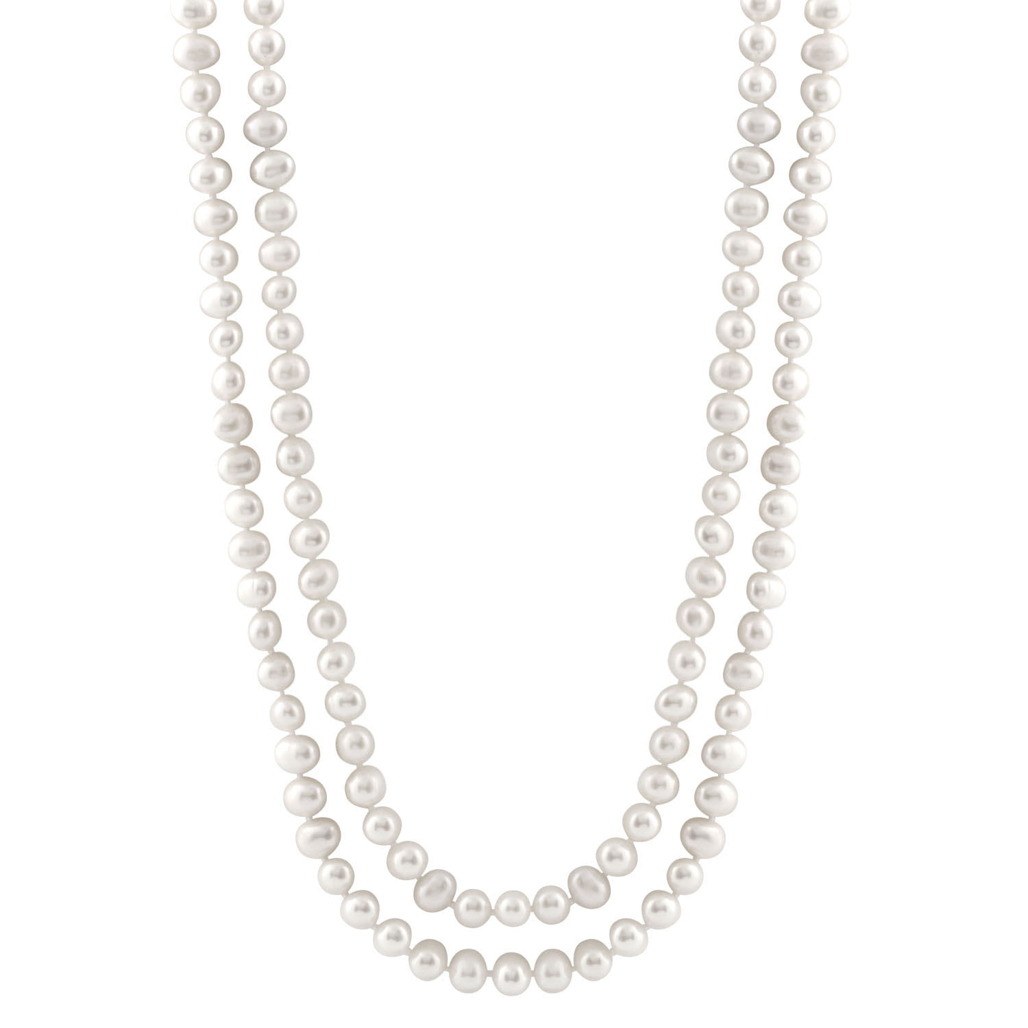 Handpicked A Quality 5-6mm White and Black Freshwater Cultured Pearl Strand Endless 64 Necklace 
