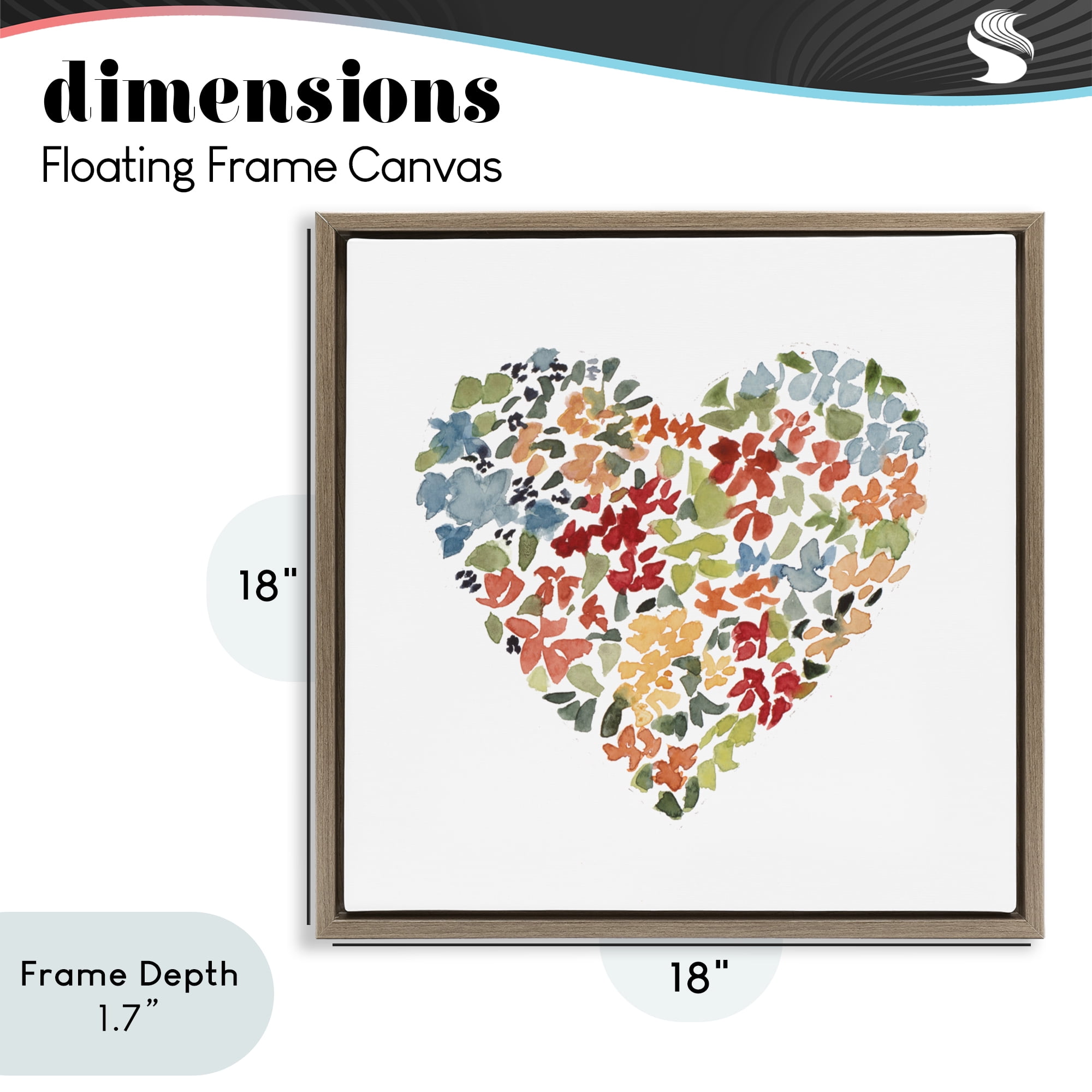 Stupell Industries Blooming Earth Tone Heart Brown Framed Floater Canvas Wall Art, design by Lanie Loreth