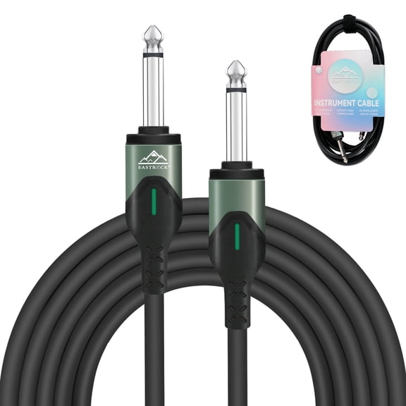 EASTROCK 10-Feet Guitar Cable, 1/4" TS Instrument Cable with Anti-Kink Design, Dual Straight Connectors for Electric Guitar, Bass, Keyboard, Amp (Black)