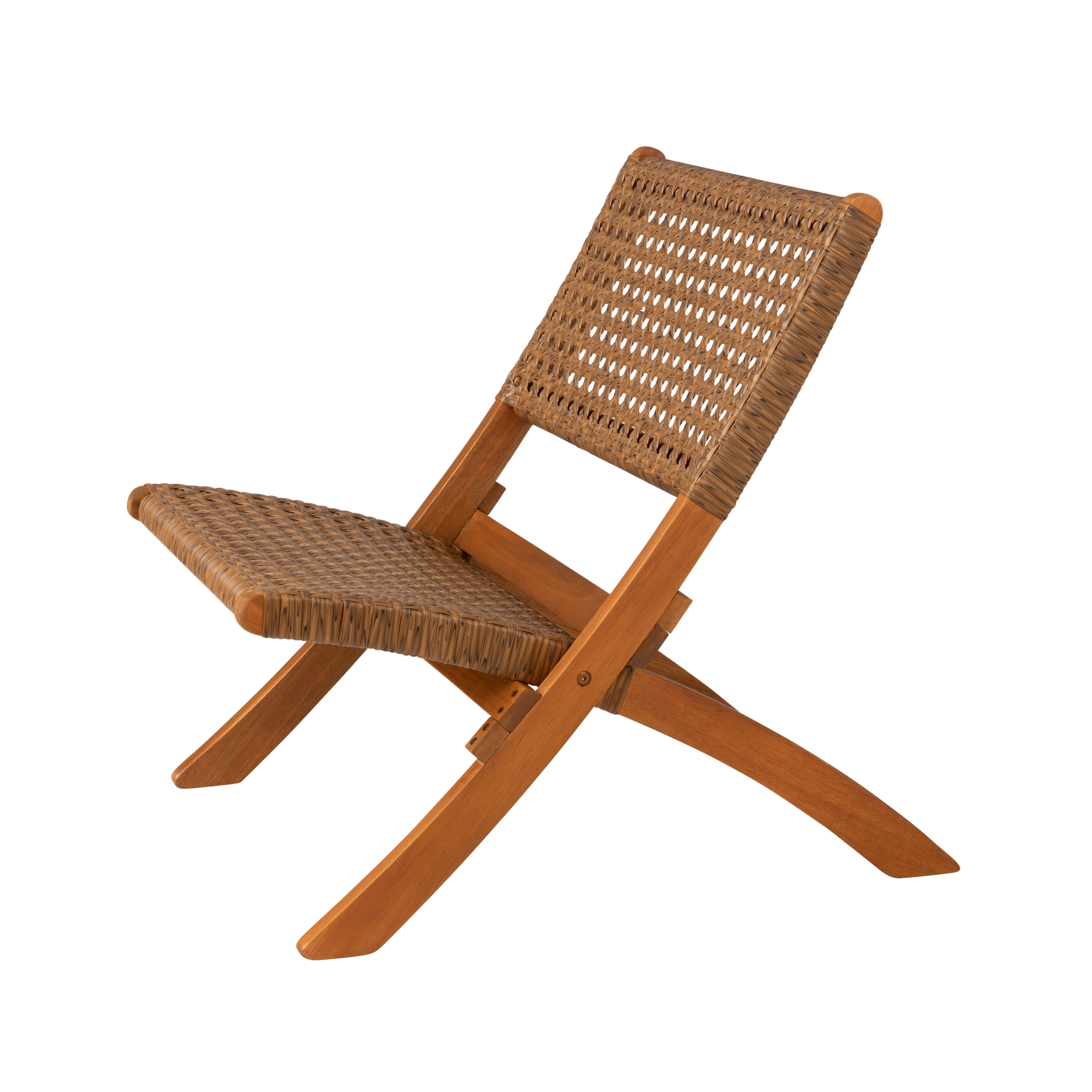 Balkene Home Sava Indoor Outdoor Folding Chair, Portable Seating Acacia Wood Woven Seat - Tan Webbing