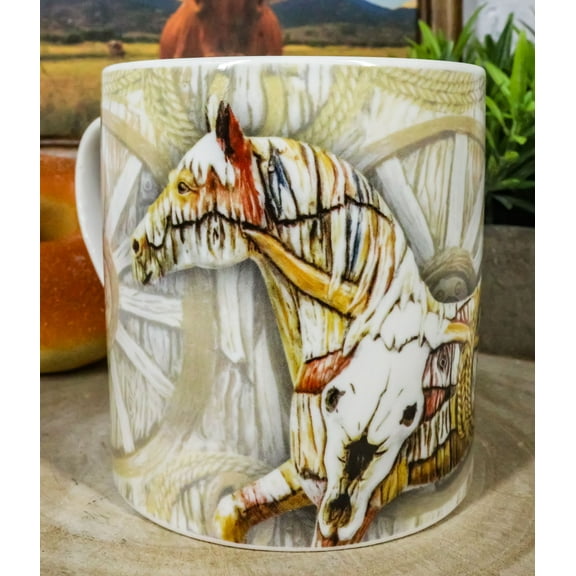 Trail Of Painted Ponies Western Ranch Bunkhouse Bronco Horse Ceramic Mug Cup