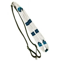 Showman Blue & White Corded & Leather Contest/Roping Reins