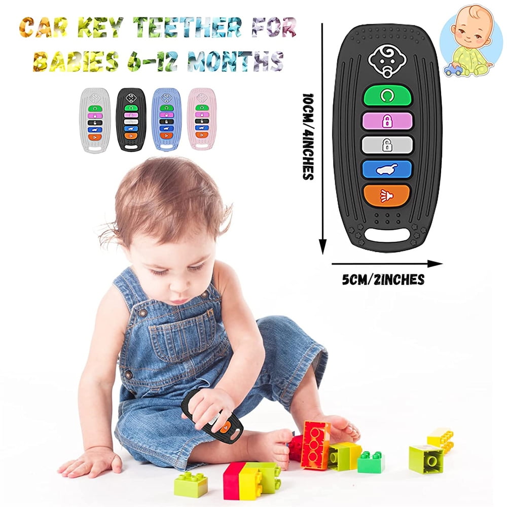 NOGIS Remote Teether for Baby, Silicone Baby Remote Control Toy with 17  Keys, Sensory Teething Toy for Baby Teething Relief, Teether with Graphics  for Babies 6-12 Months, BPA Free, Pink 