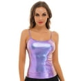 thumbnail image 2 of Linjinx Women's Shiny Metallic Leather Camisole Vest Tank Top Hip Hop Dance Costume Partywear Colorful M, 2 of 6