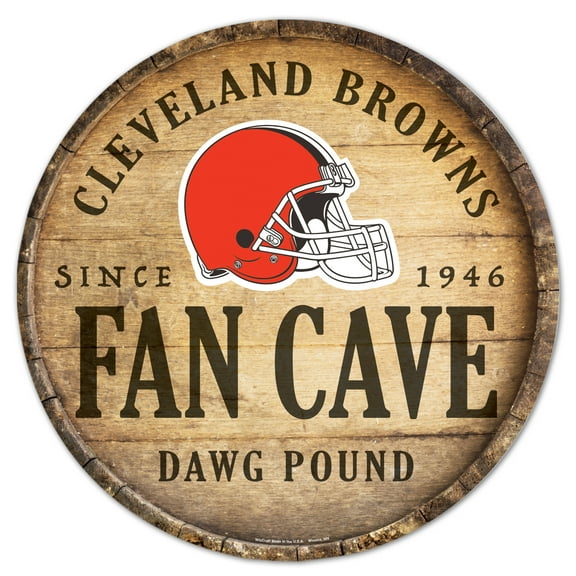 WinCraft Cleveland Browns 14" Fan Cave Circular Wood Sign