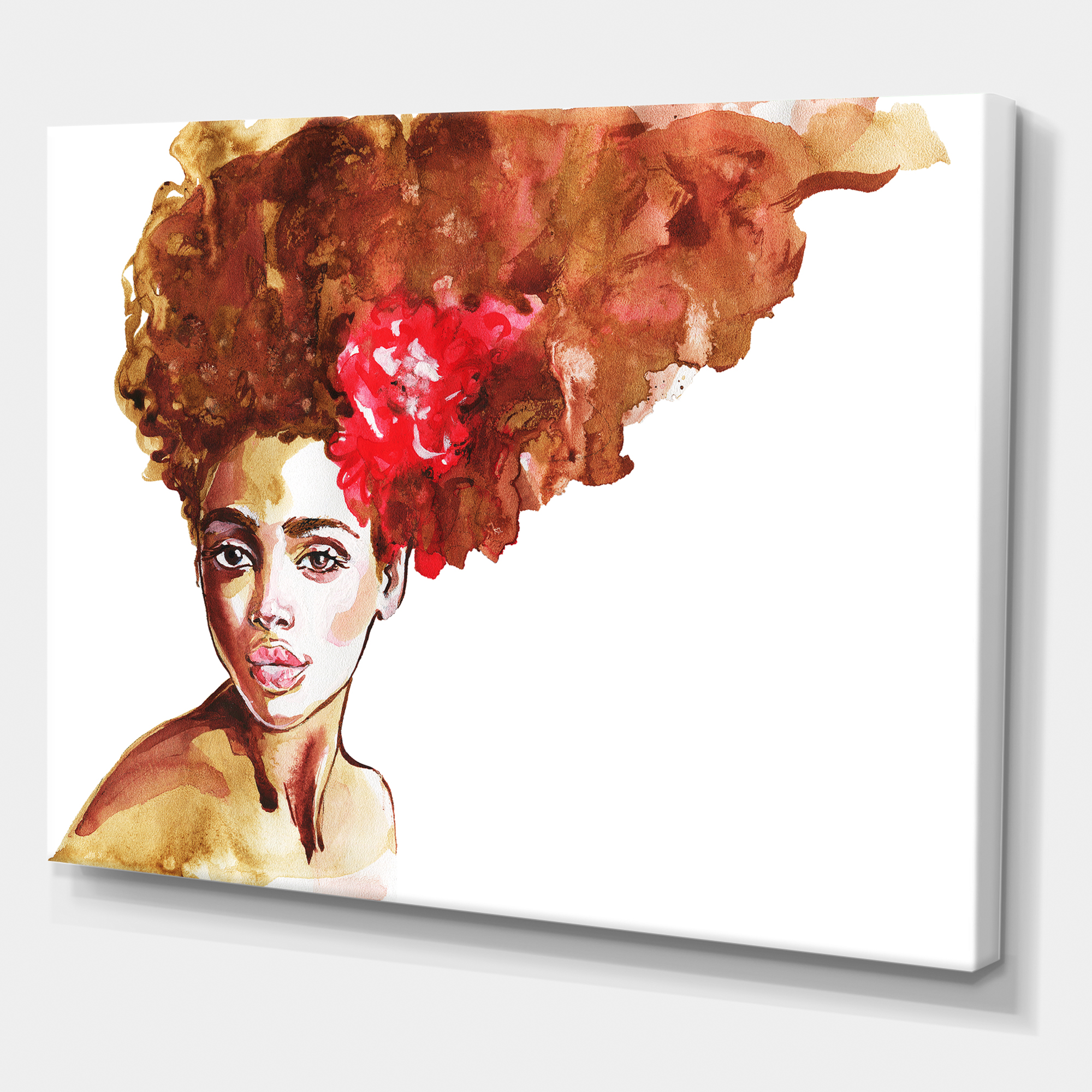 Designart ' Portrait of Young African American Woman II ' Modern Canvas Wall Art Print