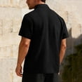 thumbnail image 4 of Fewfanhot Men's Big and Tall Solid Jacquard Button Placket T Shirt, Short Sleeve Collared Pullover Casual Top, S-3XL, 4 of 6