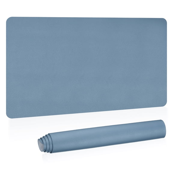 Uxcell 35"x17" Large Desk Mat, PU Leather Dual Side Large Desk Pad, Grey Blue